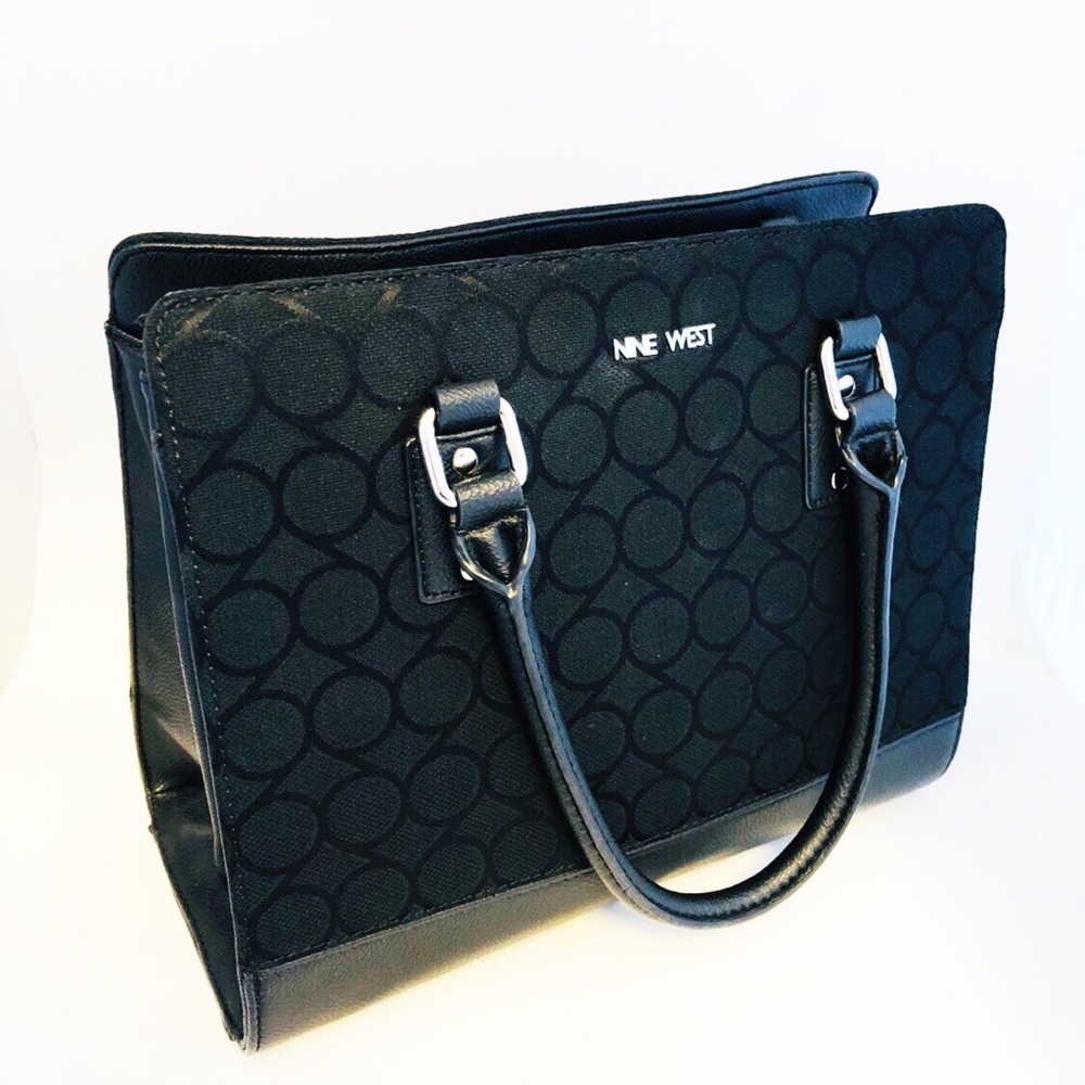 NINE WEST BLACK BLACK HARD TOTE BAG